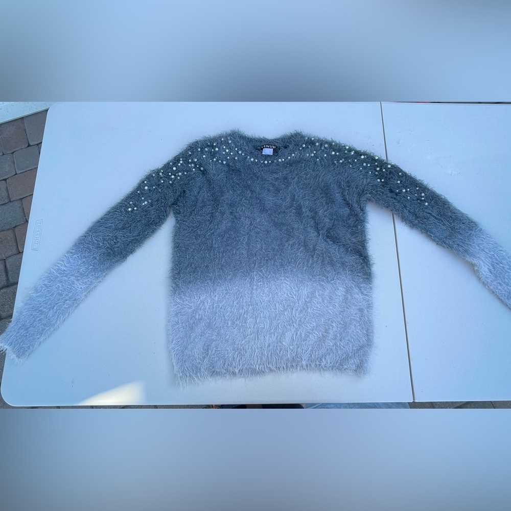 VENUS Gray Ombre Sweater with Pearl Details